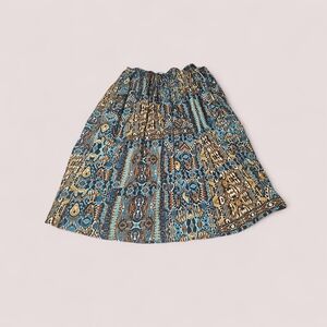 Women’s Moon Child Fall Skirt – Long & Elegant – Dark Browns & Turquoise